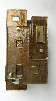 Contemporary Pair of Geometry Cola Murano Glass and Brass Sconces Italy - 4495999