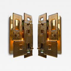 Contemporary Pair of Geometry Cola Murano Glass and Brass Sconces Italy - 4496054