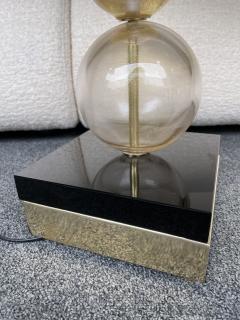 Contemporary Pair of Gold Bubble Murano Glass and Brass Lamps Italy - 2331259