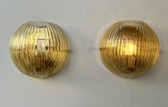 Contemporary Pair of Gold Leaf Murano Glass Half Ball Sconces Italy 2000s - 4098505