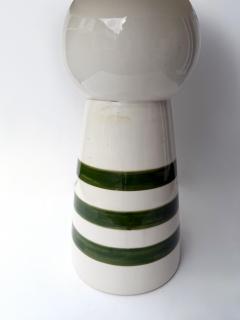 Contemporary Pair of Green and White Ceramic Stripe Side Tables Italy - 4504610