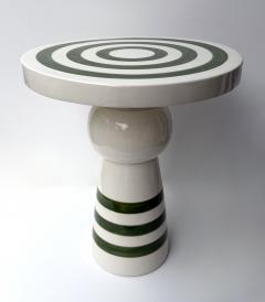 Contemporary Pair of Green and White Ceramic Stripe Side Tables Italy - 4504613