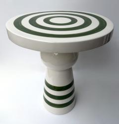 Contemporary Pair of Green and White Ceramic Stripe Side Tables Italy - 4504615