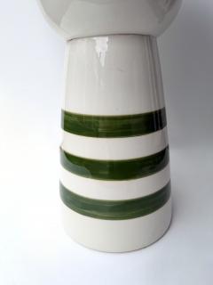 Contemporary Pair of Green and White Ceramic Stripe Side Tables Italy - 4504617