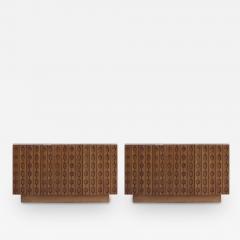 Contemporary Pair of Italian Sideboards Made of Solid Wood and Travertine - 3053032