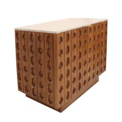 Contemporary Pair of Italian Sideboards Made of Solid Wood and Travertine - 3051857