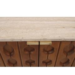 Contemporary Pair of Italian Sideboards Made of Solid Wood and Travertine - 3051859