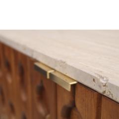 Contemporary Pair of Italian Sideboards Made of Solid Wood and Travertine - 3051861