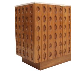Contemporary Pair of Italian Sideboards Made of Solid Wood and Travertine - 3051862