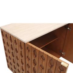 Contemporary Pair of Italian Sideboards Made of Solid Wood and Travertine - 3051863