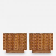 Contemporary Pair of Italian Sideboards Made of Solid Wood and Travertine - 3053033