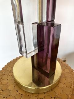 Contemporary Pair of Lamps Amethyst Cubic Murano Glass and Brass Italy - 2950513