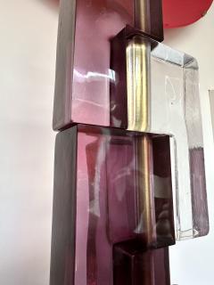 Contemporary Pair of Lamps Amethyst Cubic Murano Glass and Brass Italy - 2950517