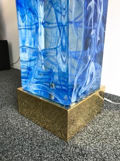 Contemporary Pair of Lamps Blue Murano Glass and Brass Italy - 672662