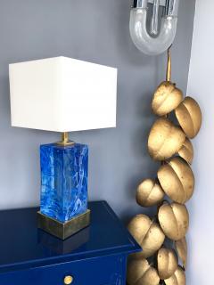 Contemporary Pair of Lamps Blue Murano Glass and Brass Italy - 672668