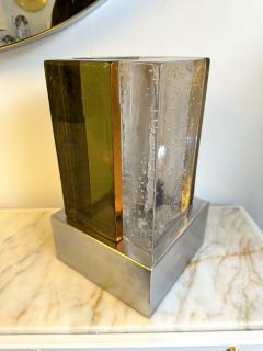 Contemporary Pair of Lamps Cubic Murano Glass and Stainless Steel Italy - 3532486