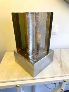 Contemporary Pair of Lamps Cubic Murano Glass and Stainless Steel Italy - 3532487