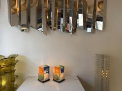 Contemporary Pair of Lamps Cubic Pennellate Murano Glass Italy - 4547437