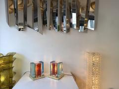 Contemporary Pair of Lamps Cubic Pennellate Murano Glass and Brass Italy - 4546282