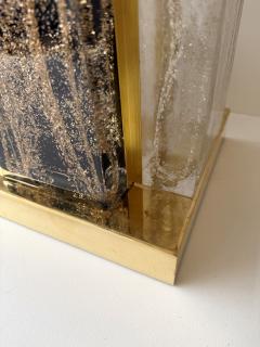 Contemporary Pair of Lamps Gold Powder Cubic Murano Glass and Brass Italy - 4360283