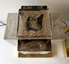 Contemporary Pair of Lamps Gold Powder Cubic Murano Glass and Brass Italy - 4360287