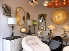 Contemporary Pair of Lamps Green Cubic Murano Glass and Brass Italy - 2556789