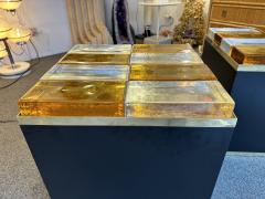 Contemporary Pair of Lighting Murano Glass Brass Side Tables Italy - 3981641