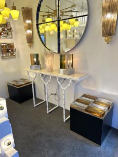 Contemporary Pair of Lighting Murano Glass Brass Side Tables Italy - 3981646