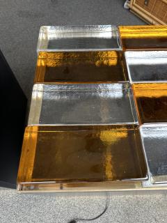 Contemporary Pair of Lighting Murano Glass Brass Side Tables Italy - 3981648