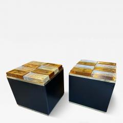 Contemporary Pair of Lighting Murano Glass Brass Side Tables Italy - 3985117