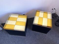 Contemporary Pair of Lightning Murano Glass Brass Side Tables Italy - 2710495