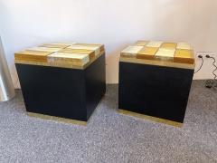 Contemporary Pair of Lightning Murano Glass Brass Side Tables Italy - 2710503