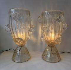Contemporary Pair of Murano Glass Vase Macaroons Lamps Italy - 4498160