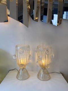 Contemporary Pair of Murano Glass Vase Macaroons Lamps Italy - 4498171