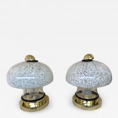 Contemporary Pair of Murano Glass and Brass Mushroom Lamps Italy - 2326655