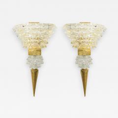Contemporary Pair of Murano Rostrato Glass Sconces Manner of Barovier Toso - 2709686