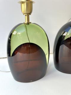 Contemporary Pair of Optical Two Tones Murano Glass Lamps by AD Murano Italy - 4331190