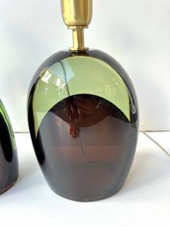 Contemporary Pair of Optical Two Tones Murano Glass Lamps by AD Murano Italy - 4331194