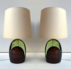 Contemporary Pair of Optical Two Tones Murano Glass Lamps by AD Murano Italy - 4331195