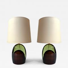 Contemporary Pair of Optical Two Tones Murano Glass Lamps by AD Murano Italy - 4332705