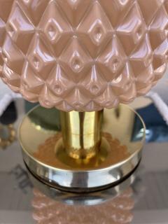 Contemporary Pair of Pink Pineapple Murano Glass and Brass Lamps Italy - 2198863