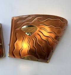 Contemporary Pair of Red Eyes Murano Glass and Brass Sconces Italy - 4103900