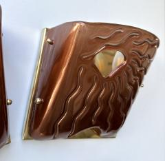Contemporary Pair of Red Eyes Murano Glass and Brass Sconces Italy - 4103903