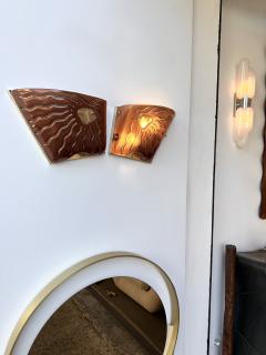 Contemporary Pair of Red Eyes Murano Glass and Brass Sconces Italy - 4103904