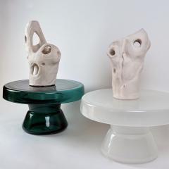 Contemporary Pair of Round Hand Blown Murano Glass Coffee Tables - 4583843