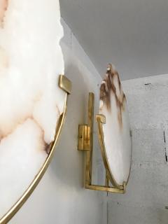 Contemporary Pair of Sconces Alabaster and Brass Italy - 797208