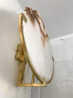 Contemporary Pair of Sconces Alabaster and Brass Italy - 797212