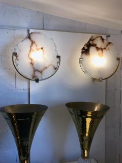 Contemporary Pair of Sconces Alabaster and Brass Italy - 797217