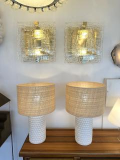 Contemporary Pair of Sconces Brass and Murano Glass Textured Blade Italy - 3651719