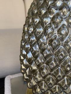 Contemporary Pair of Silver Gold Pineapple Murano Glass and Brass Lamps Italy - 2198890